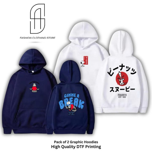 NEW TRENDY PREMIUM QUALITY WINTER COLLECTION DTF DIGITAL PRINTING PACK OF 2 HOODIES FOR MENS