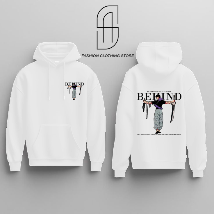 BEHIND Printed Pullover Hoodie - Premium Quality, Stylish Winter Sweatshirt - Stay Fashionable And Warm - Winter Chic