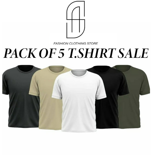 New premium quality pack of 5 plane basic t-shirt for mens