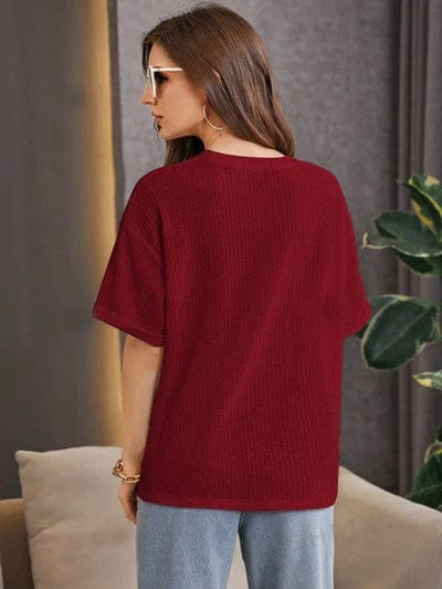 OVER SIZE WAFFLE KNIT T.SHIRT FOR WOMENS AND GIRLS CASUAL WEAR