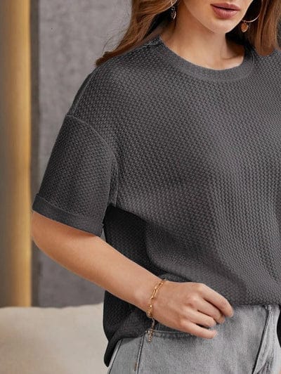 OVER SIZE WAFFLE KNIT T.SHIRT FOR WOMENS AND GIRLS CASUAL WEAR