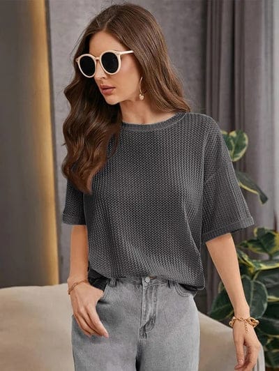 OVER SIZE WAFFLE KNIT T.SHIRT FOR WOMENS AND GIRLS CASUAL WEAR