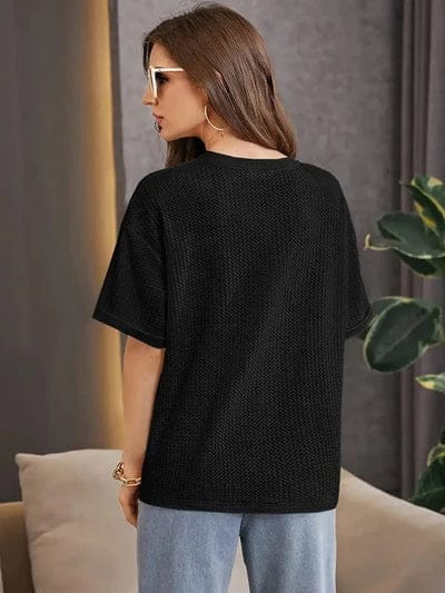 OVER SIZE WAFFLE KNIT T.SHIRT FOR WOMENS AND GIRLS CASUAL WEAR